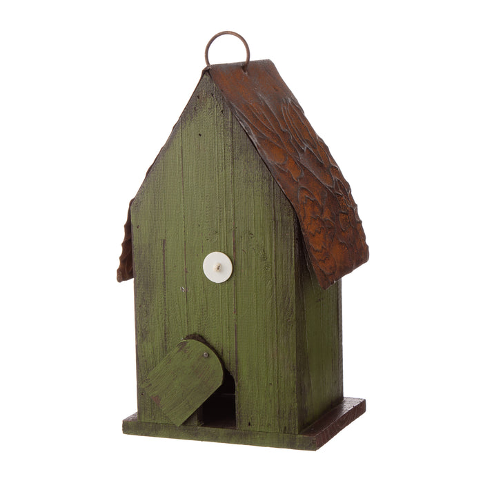 10"H Rustic Garden Distressed Wooden Decorative Birdhouse