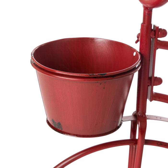 25.98" H Hand Painted Red Metal Standing Bicycle Plant Stand