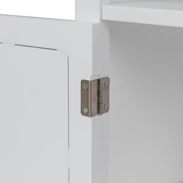 32" H Wooden Floor Storage Cabinet with 2 Shutter Door, White
