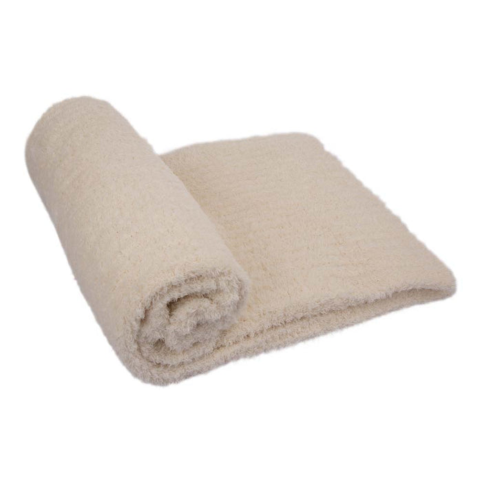 60"L*50"W Knitted Polyester Beige Feather Yarn Throw Blanket 800g