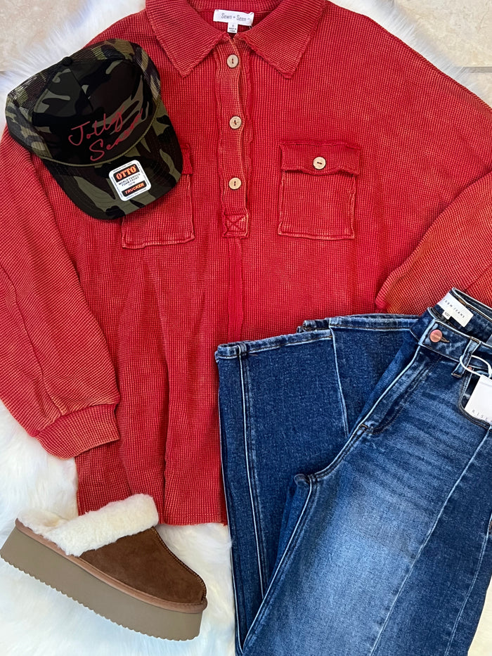 Mineral Wash Henley Pullover