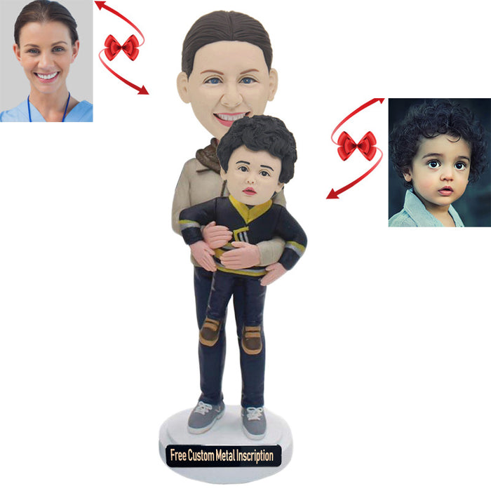 A Mother Holding His Baby Custom Bobblehead