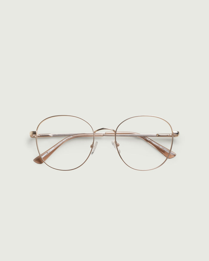 Tinsel::Abbot Wide Eyeglasses round gold metal top