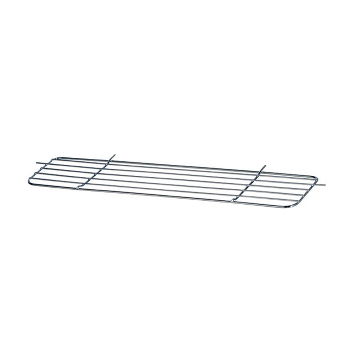 Das Unold Ablage-Gitter (oberer Rost) für BARBECUE-GRILL Vario 58565 ist ein rechteckiger Metallrost mit parallelen Stäben und zwei Stützstangen an den kurzen Seiten, ideal zum Ablegen von Backwaren oder Grillgut.