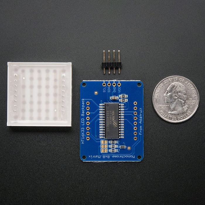 Adafruit Small 1.2" 8x8 LED Matrix with I2C Backpack - Yellow-Green by Adafruit - The Pi Hut