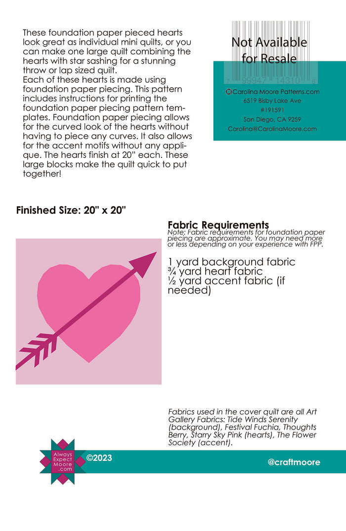 Arrow Heart - Foundation Pieced Heart (Digital Download)