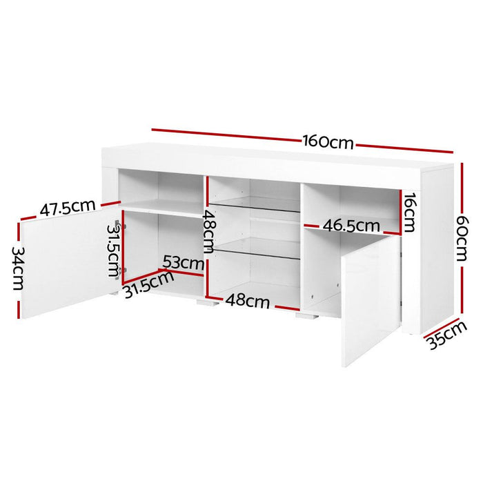 Artiss Entertainment Unit TV Cabinet LED 160cm White Bobi -Home Living Store - -