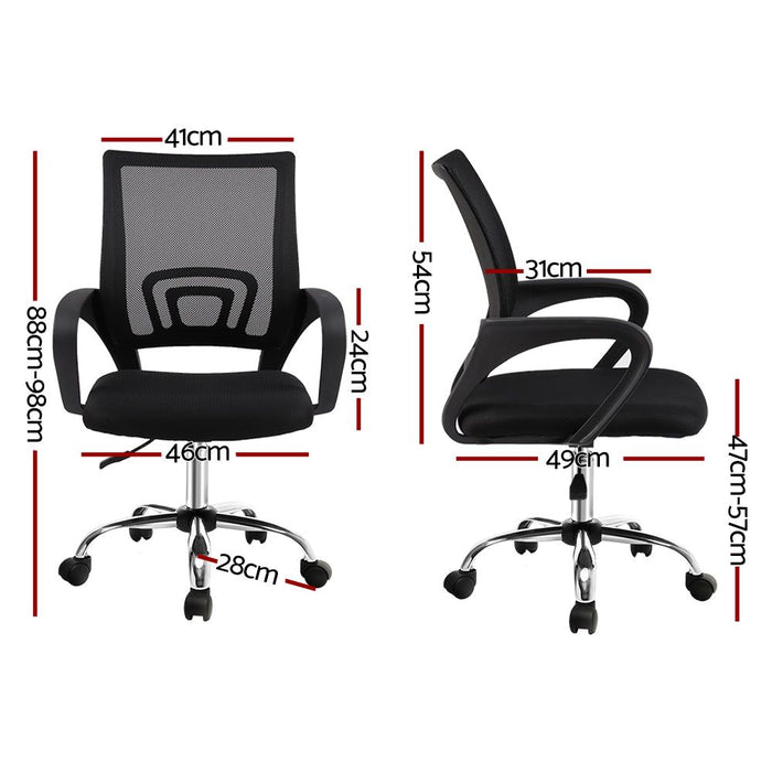 Artiss Mesh Office Chair Mid Back Black -Home Living Store - -