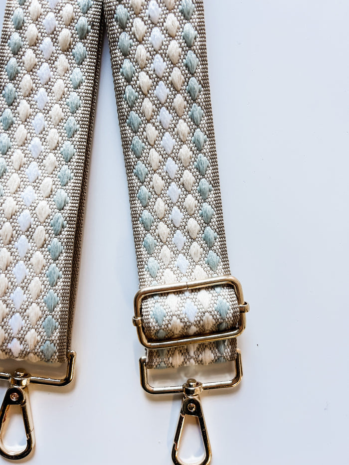 Bag Strap - Tan/Sky Dots