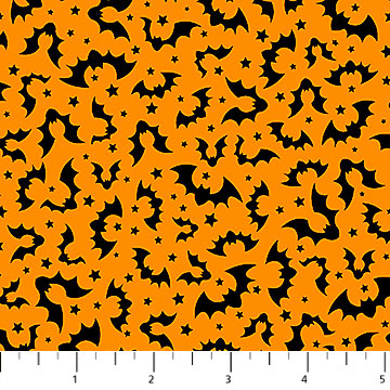 Beggars Night Buddies Orange Bats Fabric, Northcott
