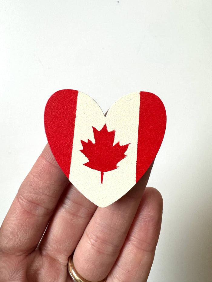 Canadian Flag Heart Magnet, Single