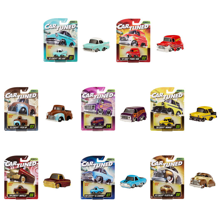 all eight Vehicles in and out of packaging