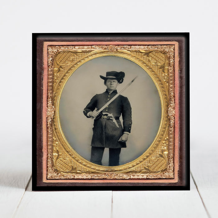 Confederate Soldier with Artillery Saber - Civil War Era