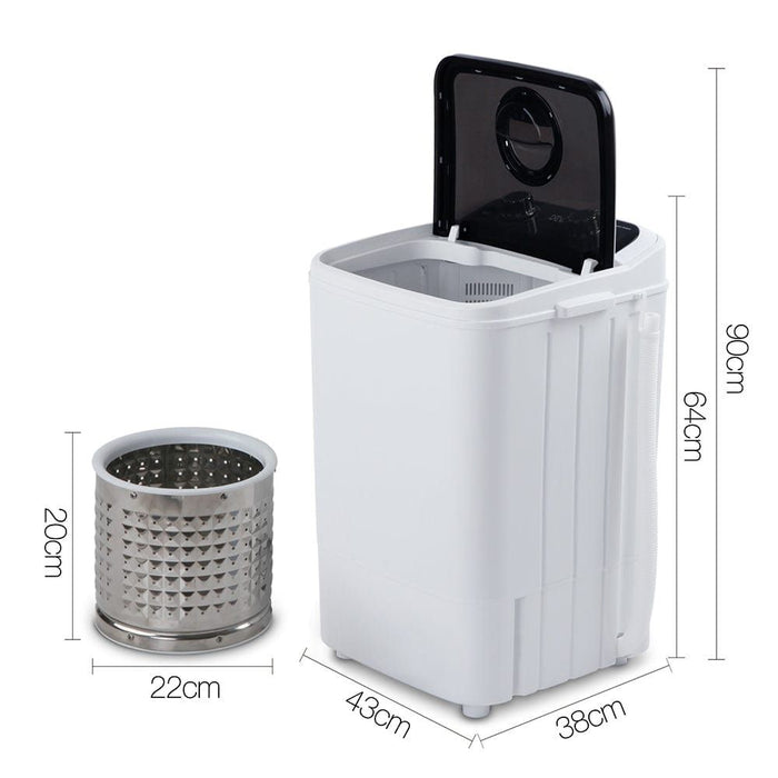 Devanti 4.6KG Mini Portable Washing Machine - Black -Home Living Store - -
