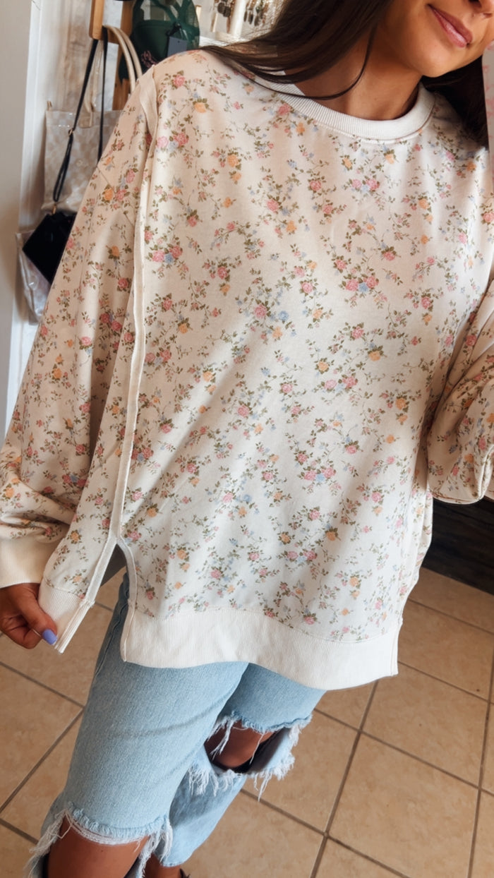Floral Print Relaxed Sweatshirt