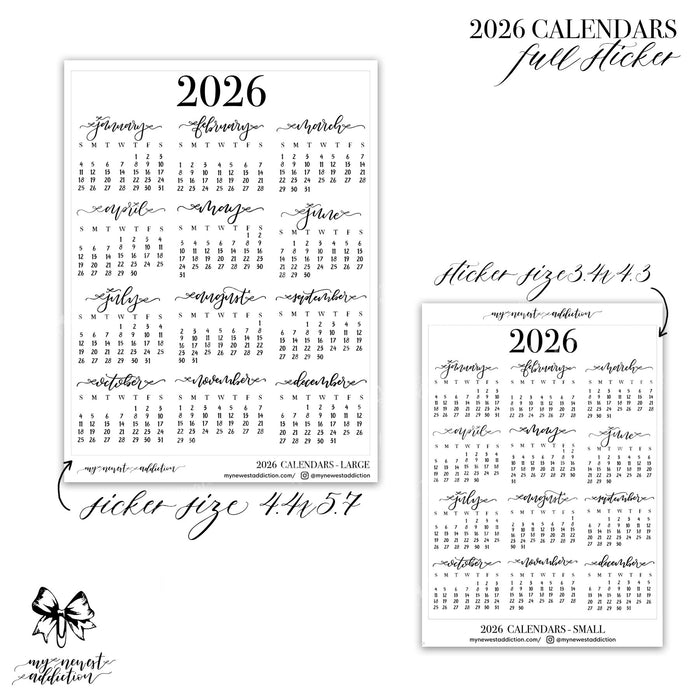 FOILED 2026 Calendars - Full Page | lettering by Jesenia