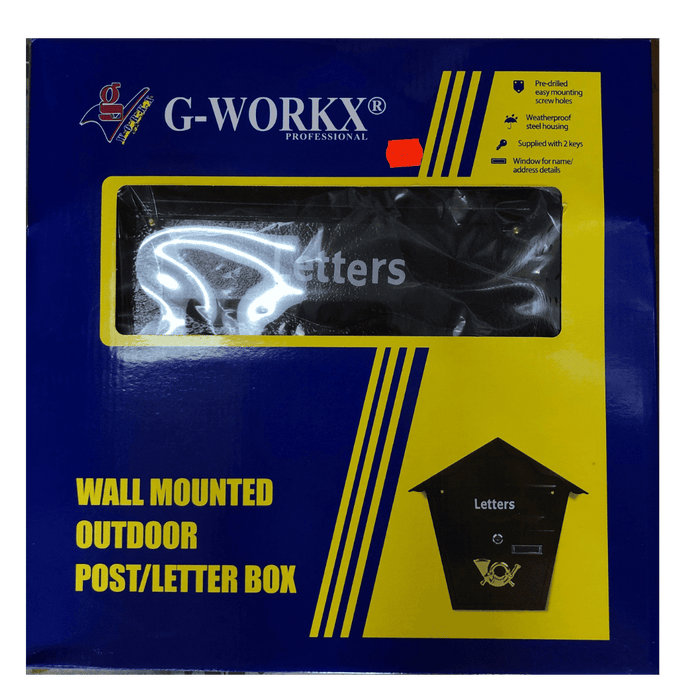G-WORKX Wall Mounted Outdoor Post/Letter Box Heavy Duty Coated Steel, Letter Box for Curbside Parcels, - KGBM01B ebuystt