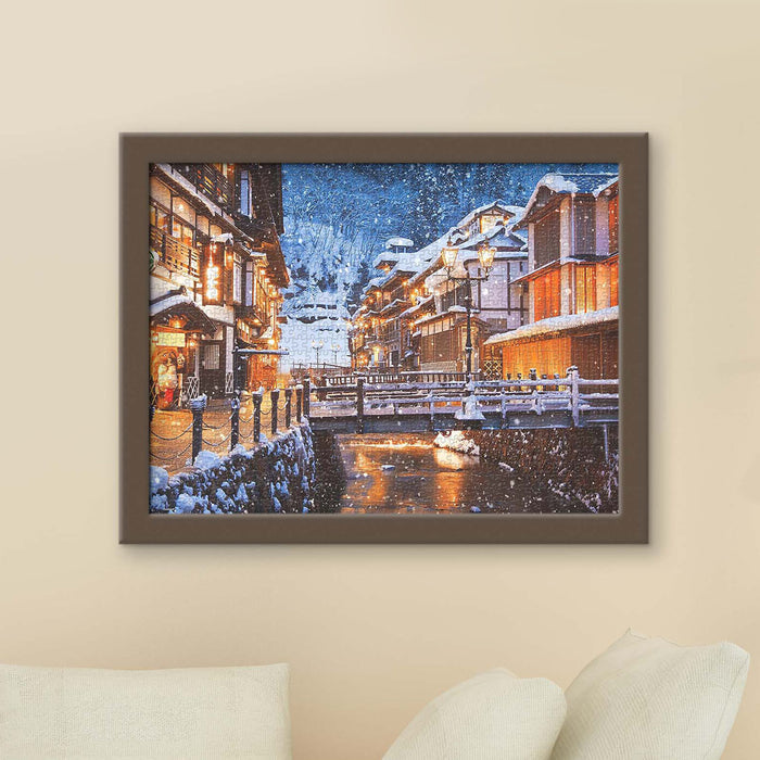 Winter in Ginzan Onsen: Steaming hot springs meet the silvery chill of snow — the perfect harmony of fire and ice.