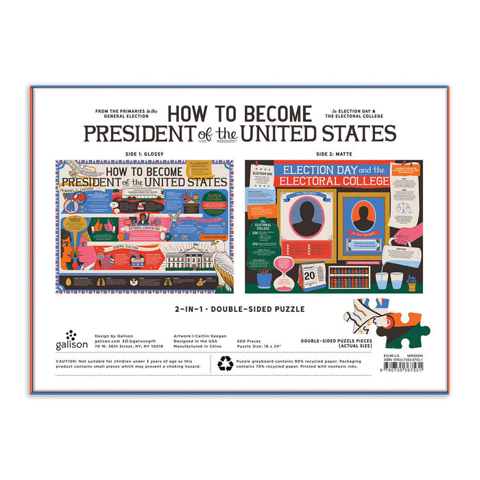 How to Become President of the United States 500 Piece Double-Sided Puzzle Double Sided 500 Piece Puzzle Galison