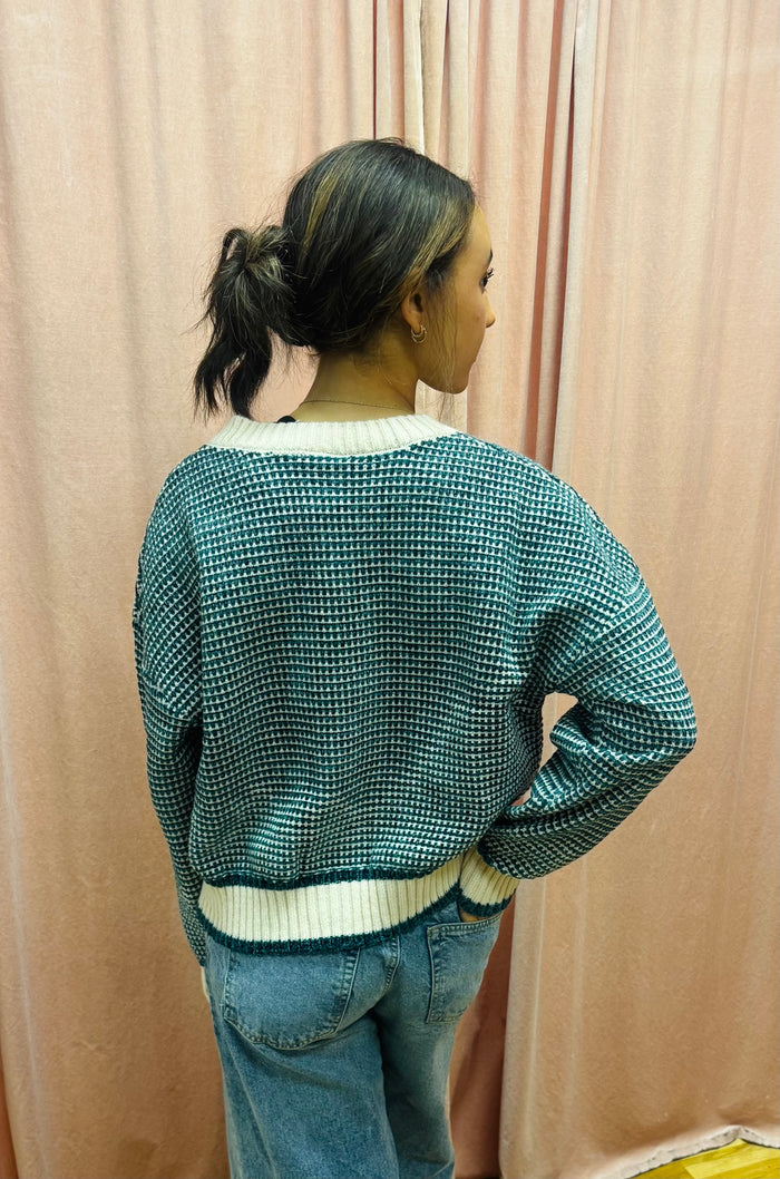 Hunter Green Contrast Cardigan
