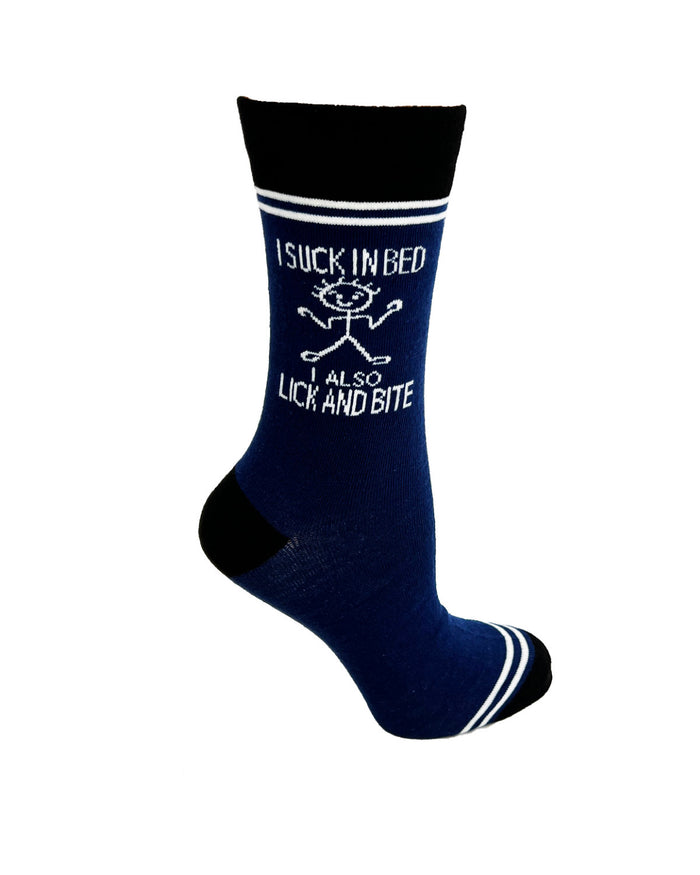 I Suck In Bed I Also Lick and Bite - Hey Now Unisex Crew Socks