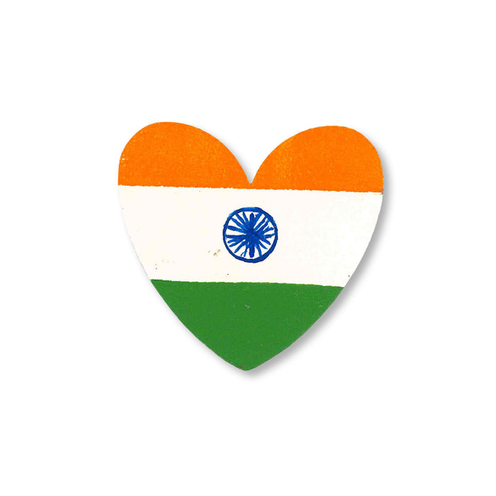 Indian Flag Heart Magnet, Single