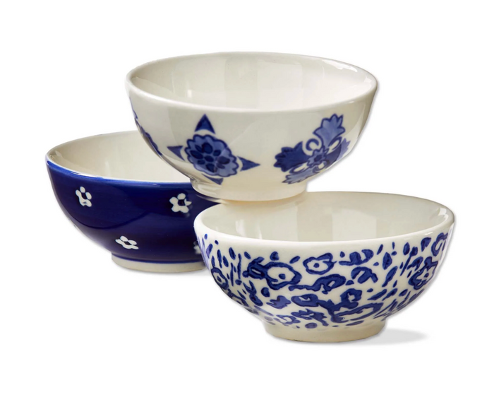 Indigo Blue Stoneware Dip Bowl, 3 Styles