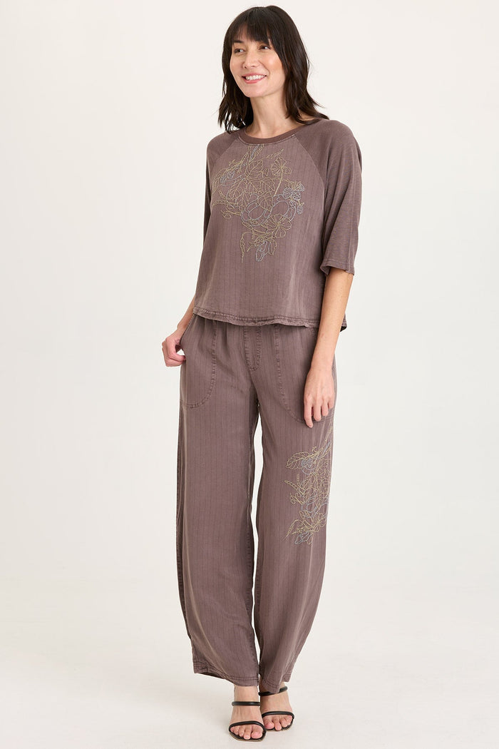 XCVI Jory Embroidered Pinstripe Raglan Top