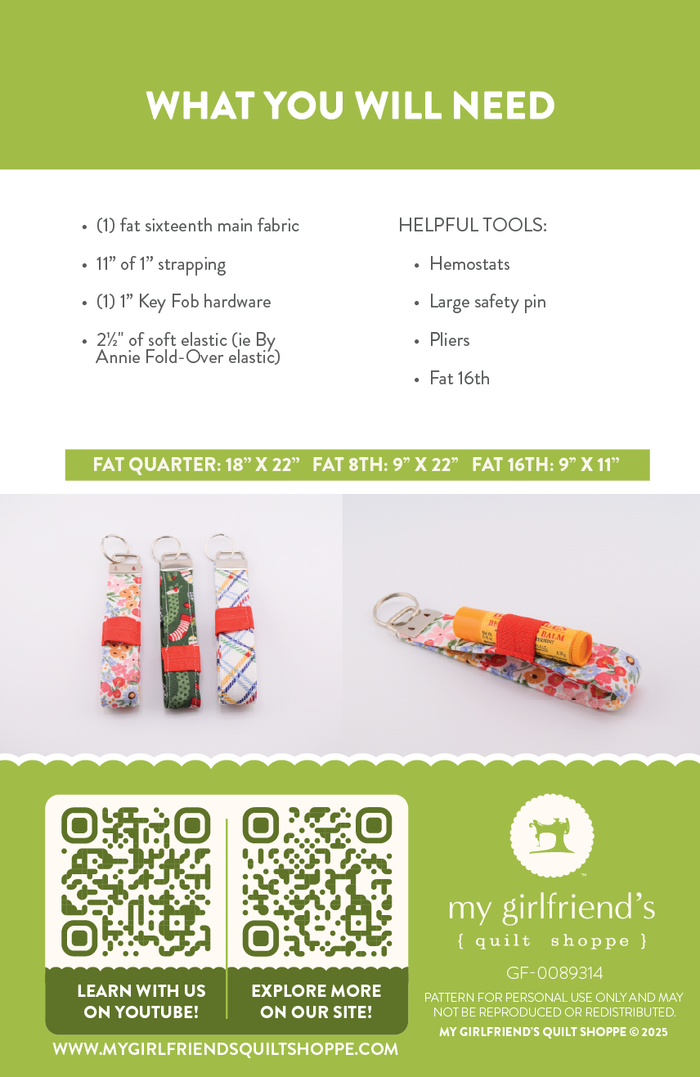 Key Fob with Pockets (Downloadable Sewing Pattern)