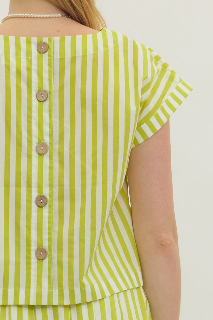 Key Lime Striped Cotton Top