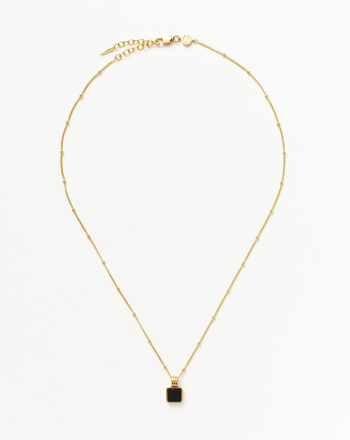 Lucy Williams Square Onyx Gemstone Necklace | 18ct Gold Plated Vermeil/Black Onyx Necklaces Missoma