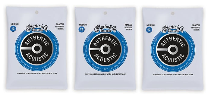 Martin MA550 SP Phosphor Bronze Authentic Acoustic Guitar Strings Medium 13-56 (3-Pack)