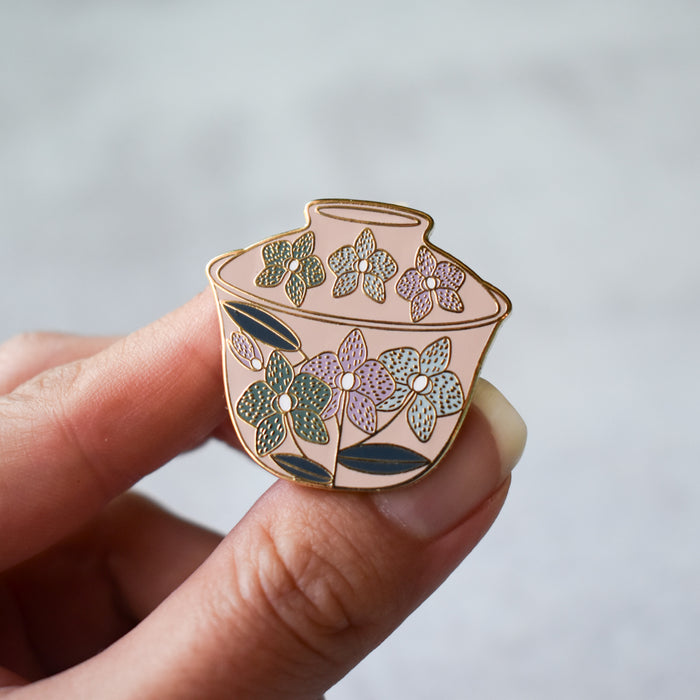 Orchid Gaiwan Enamel Pin