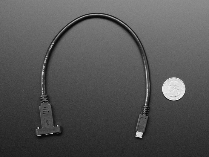 Panel Mount Cable USB C to Micro B Male - 30cm by The Pi Hut - The Pi Hut