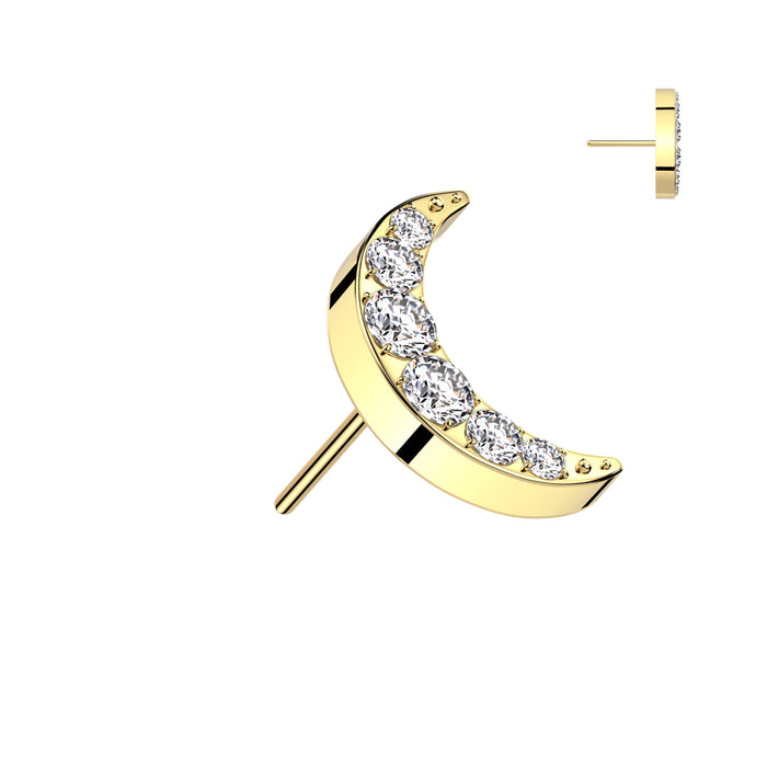 Pave Crescent Moon Flat Back Earring