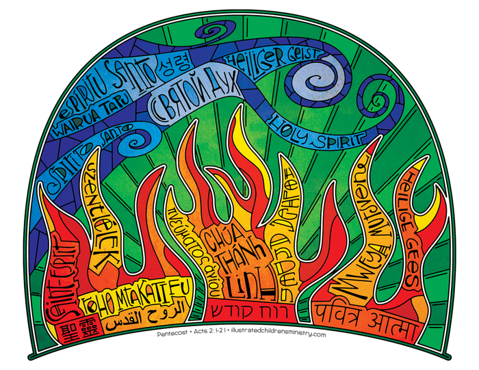 Pentecost Spirit coloring page or poster in color