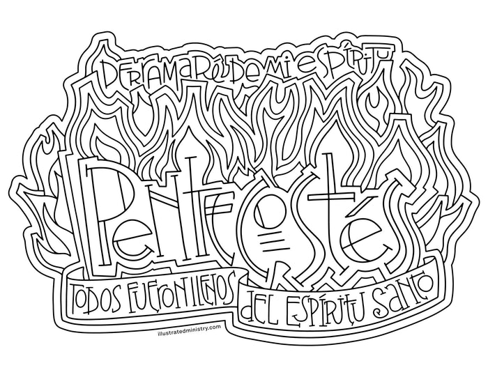 Pentecostés Coloring Page & Poster - Spanish-language Version