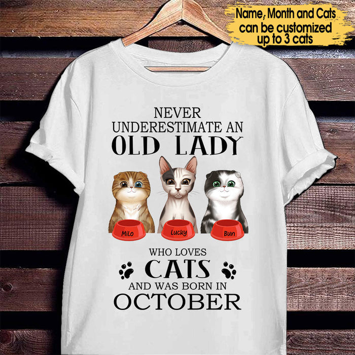 Personalized Never Underestimate An Old Lady Who Loves Cats Birthday Shirt