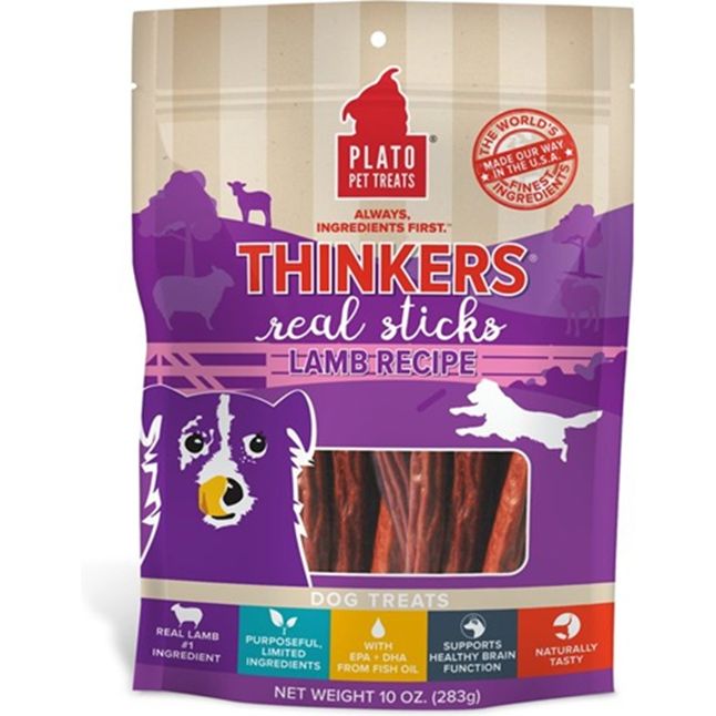 Plato Pet Treats - Lamb Thinker Sticks - 10 oz
