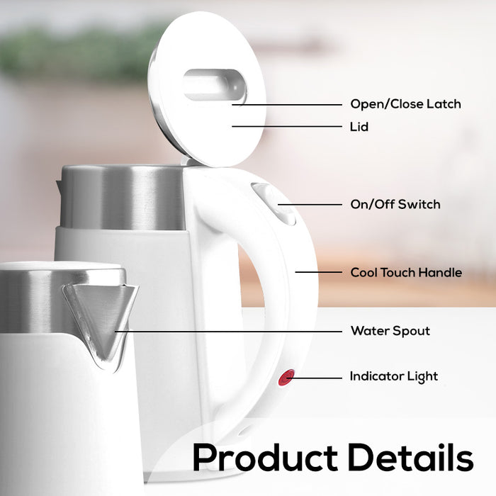 PowerPac Cordless Kettle Jug Kettle 0.6L (PPJ2016WH)