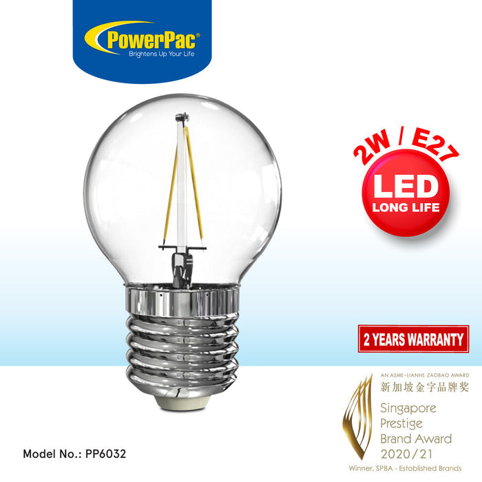 PowerPac LED Bulb, Ping Pong Bulb, LED Bulb 2W E27 Warm White (PP6032)