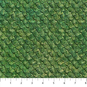 Prehistoric World Stonehenge Green Scales Fabric, Northcott