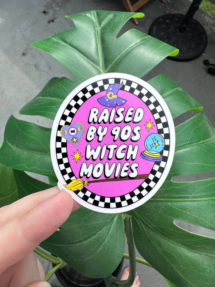 Raised By 90s Witch Movies Sticker, Halloween Spooky Season
