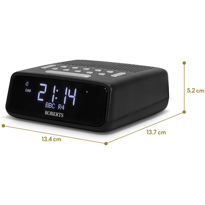 Roberts Ortus DAB DAB+ FM Bedside Alarm Clock Radio Black Black