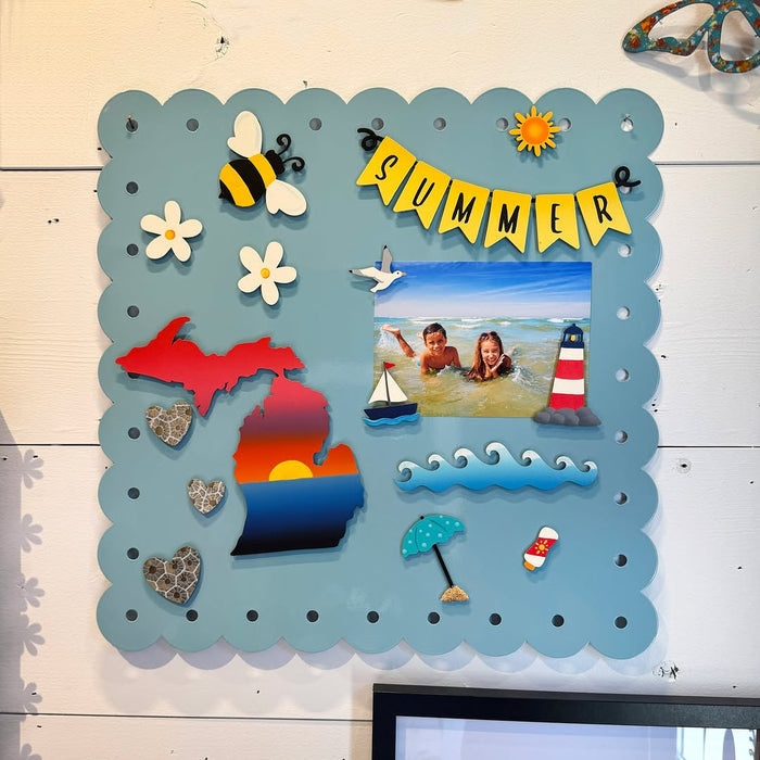 Scalloped Memo Board 18.5" - Aqua