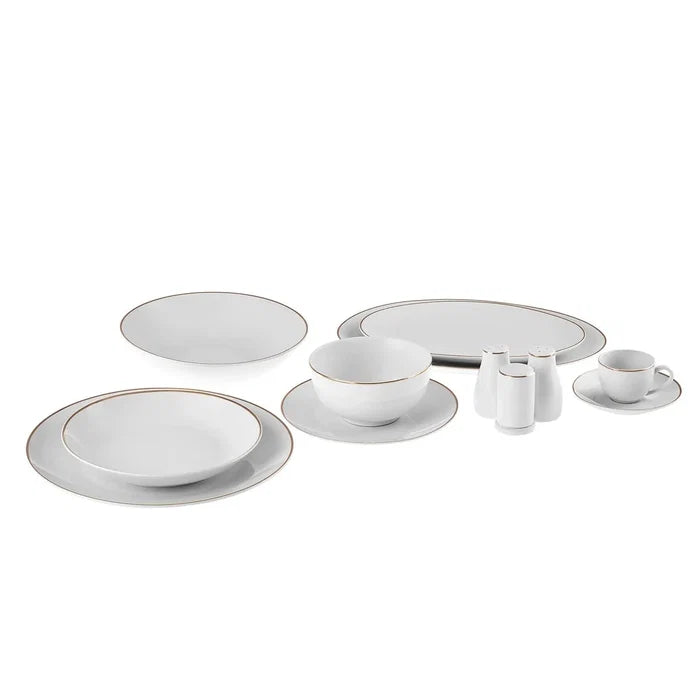 Service de table Karaca Epsilon pour 12 personnes, 76 pièces, New Generation Bone, or