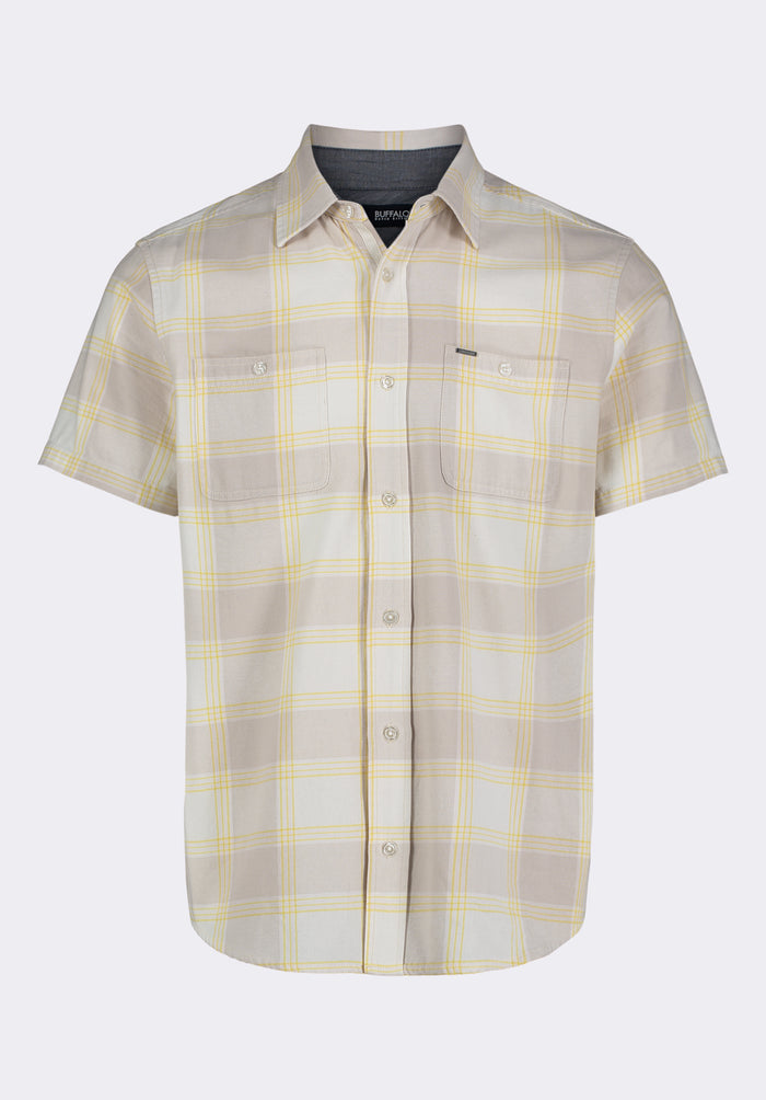 Buffalo Men Shirts White Woven Woven Short Sleeve Long-Sleeve Silhouette Lightweight Woven Feel