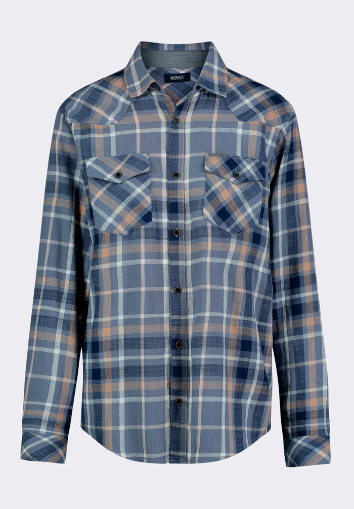 Buffalo Men Shirts Navy Woven Woven Long Sleeve Long Sleeve Button-Up