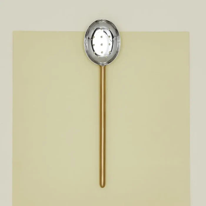 Simple Metal Slotted Spoon - Brass