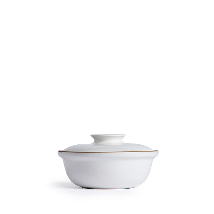 Small Covered Serving Dish in Opaque White